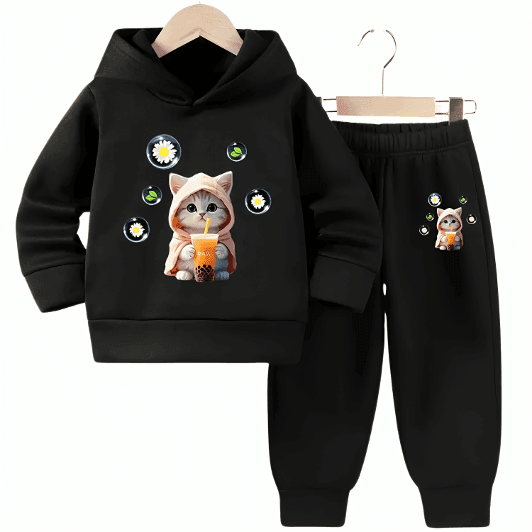 Cutest Cat Fleece Hoodie Tracksuit - Kin Trends