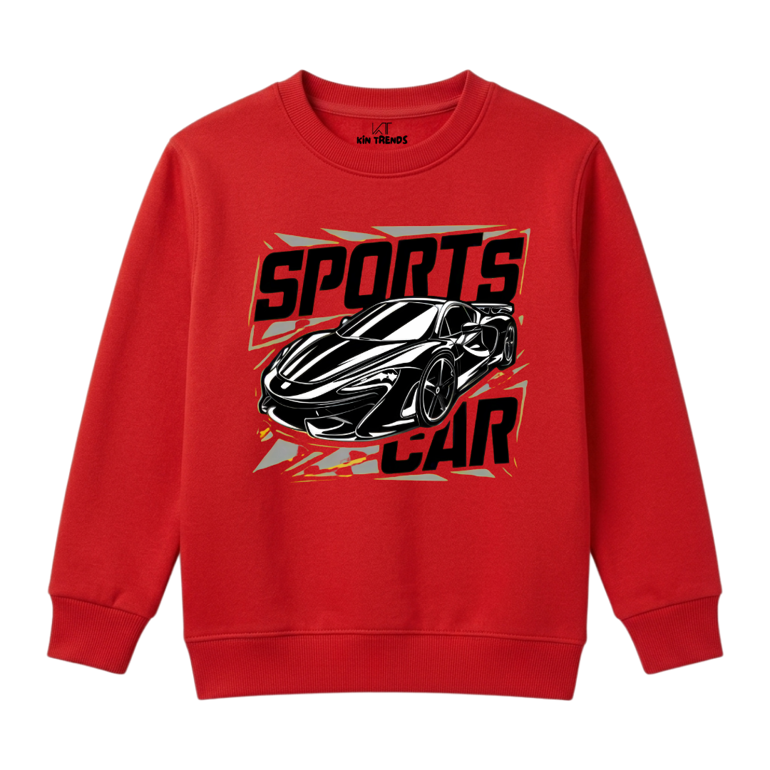 Hyper Performance Sports Car Speed Graphic Kids Winter Crewneck Sweatshirt