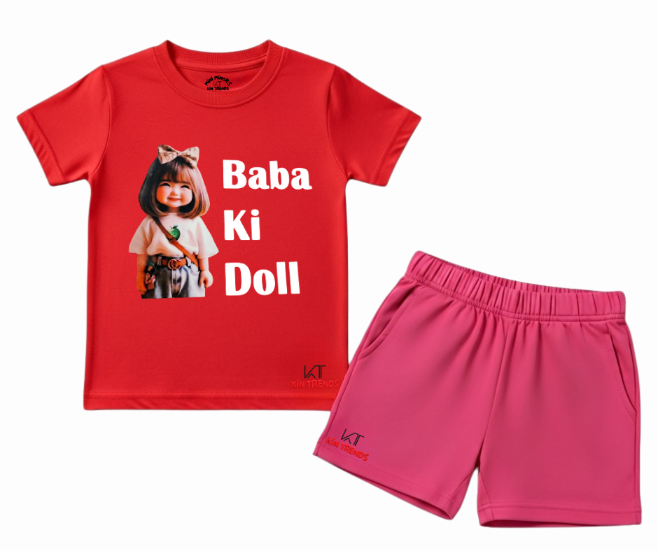 Baba Ki Doll Summer shorts Set | Kids T shirt and shorts| Mini Minors Kintrends