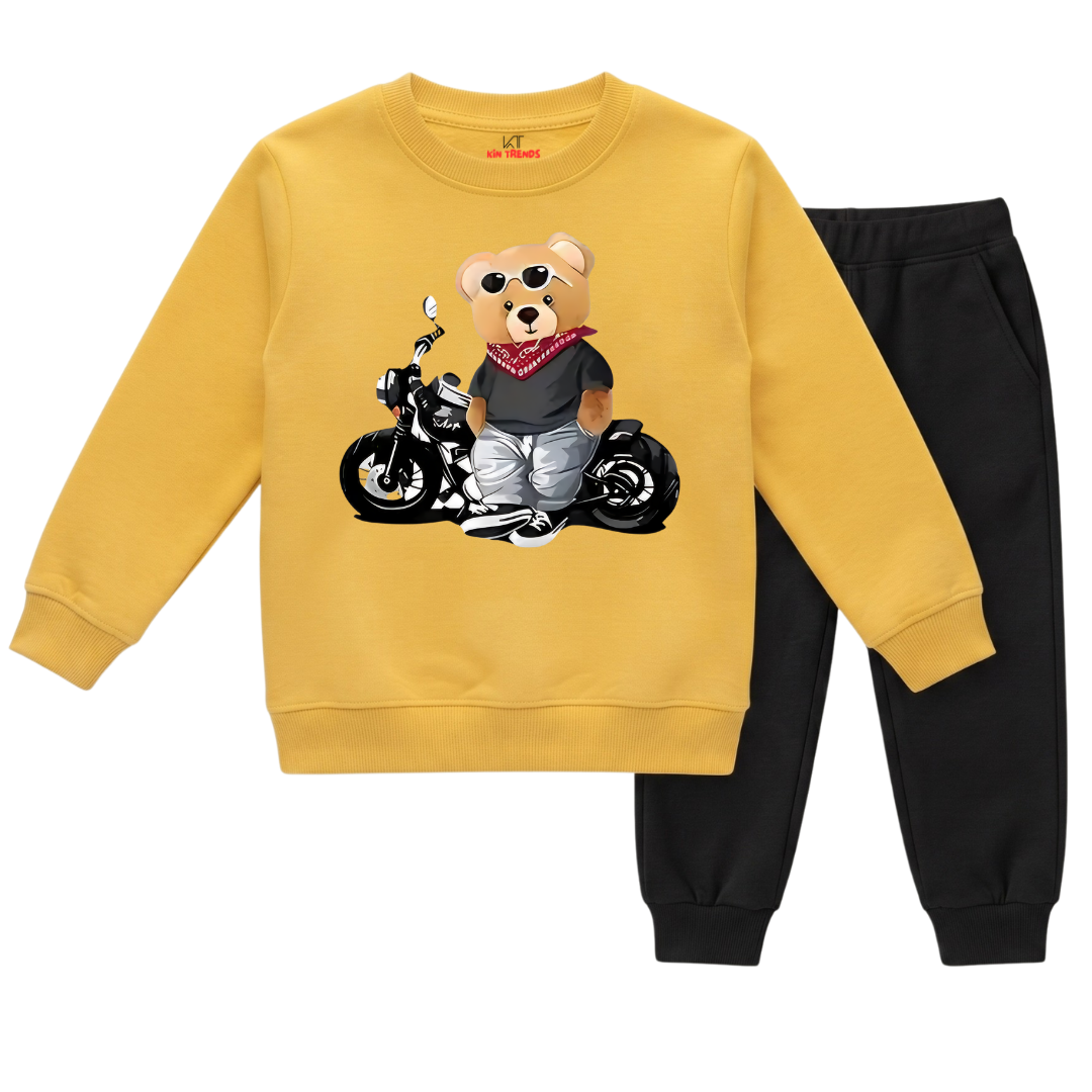 Boys Yellow & Black Sports Motorbike Graphic Winter Suit