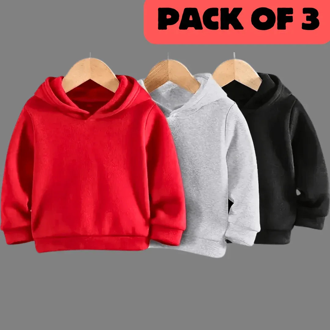 Pack Of 3 Plain Solid Color Winter sweatshirt and hoodie for boys and girls - Kin Trends