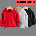 Pack Of 3 Plain Solid Color Winter sweatshirt and hoodie for boys and girls - Kin Trends