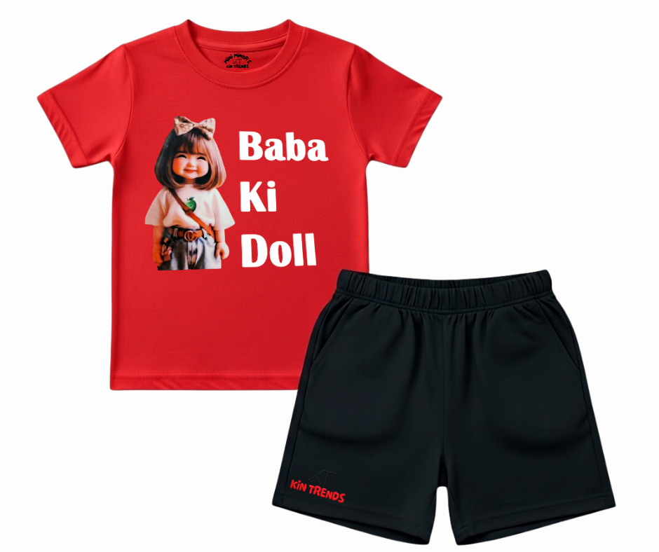 Baba Ki Doll Summer shorts Set | Kids T shirt and shorts| Mini Minors Kintrends