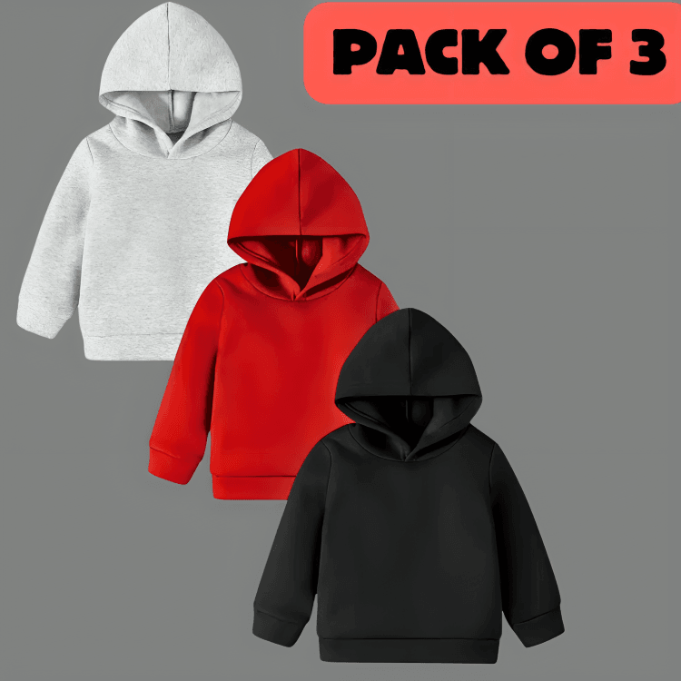 Pack Of 3 Plain Solid Color Winter sweatshirt and hoodie for boys and girls - Kin Trends