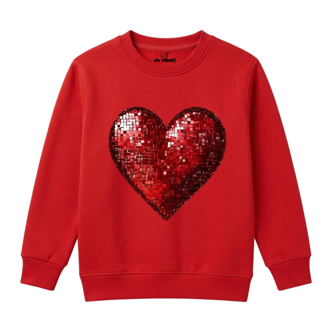Glamorous Metallic Sequin Style Heart Sweatshirt