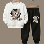 Cat Fleece Tracksuit - Kin Trends