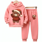 Bear Printed Fleece Hoodie Tracksuit - Kin Trends