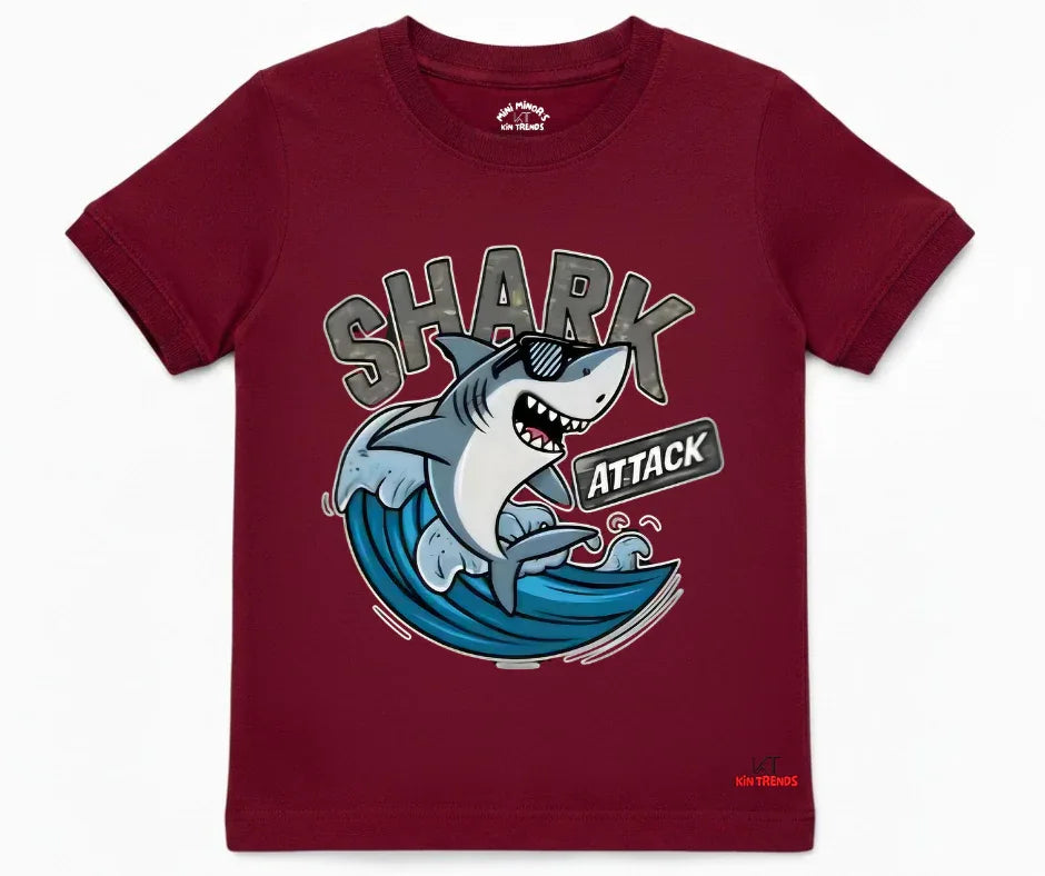 Shark Attack Summer Cotton T Shirt | Mini Minors Kintrends