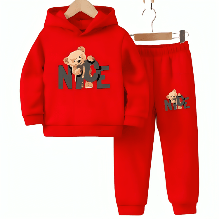 Nice Bear Fleece Hoodie Tracksuit - Kin Trends