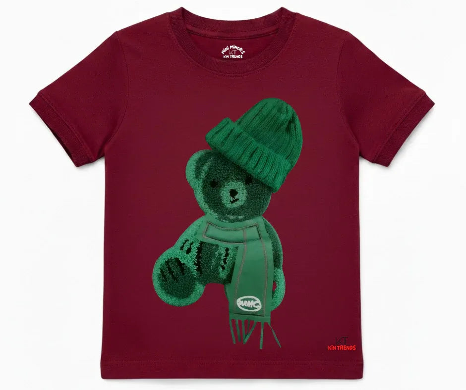 Greeny Bear Tee (Not Embroidered) Kids T shirt | Mini Minors Kin Trends | Kintrends