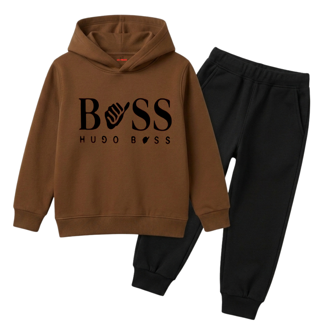 Boss Kids Winter Fleece Hoodie Tracksuit - 2 Pcs