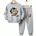 Cat Fleece Tracksuit - Kin Trends