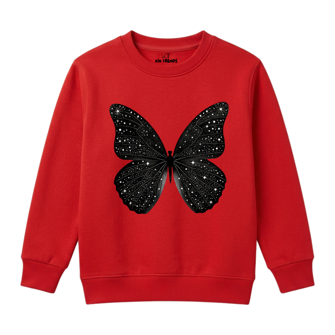 Cosmic Starry Night Pattern Butterfly Crewneck Sweatshirt