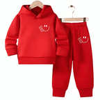 Smiley Fleece Hoodie Tracksuit - Kin Trends