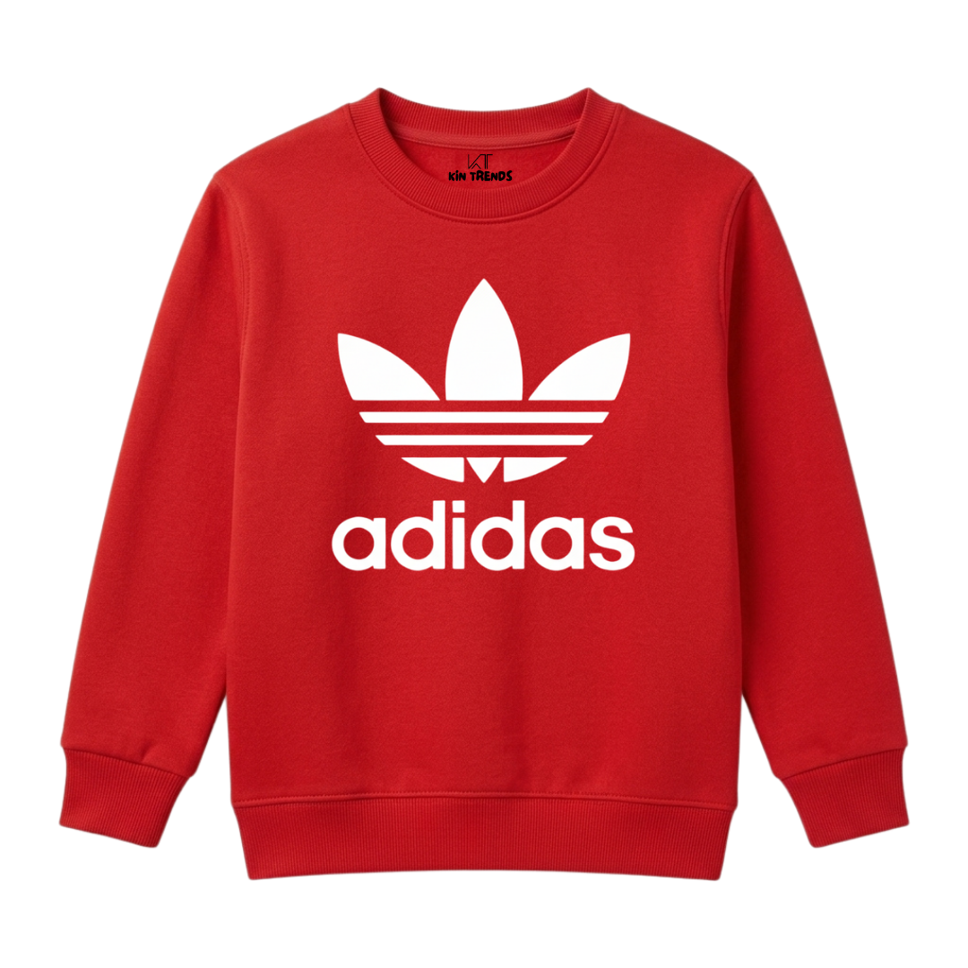 Addi Originals Classic Trefoil Logo Print Kids Winter Crewneck Sweatshirt