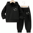 Smiley Fleece Hoodie Tracksuit - Kin Trends