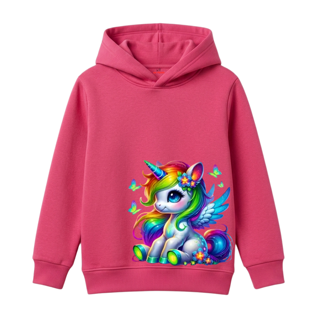 Magical Rainbow Mane Winged Baby Unicorn Winter Fleece Hoodie
