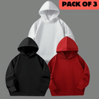 Pack Of 3 Plain Solid Color Winter sweatshirt and hoodie for boys and girls - Kin Trends