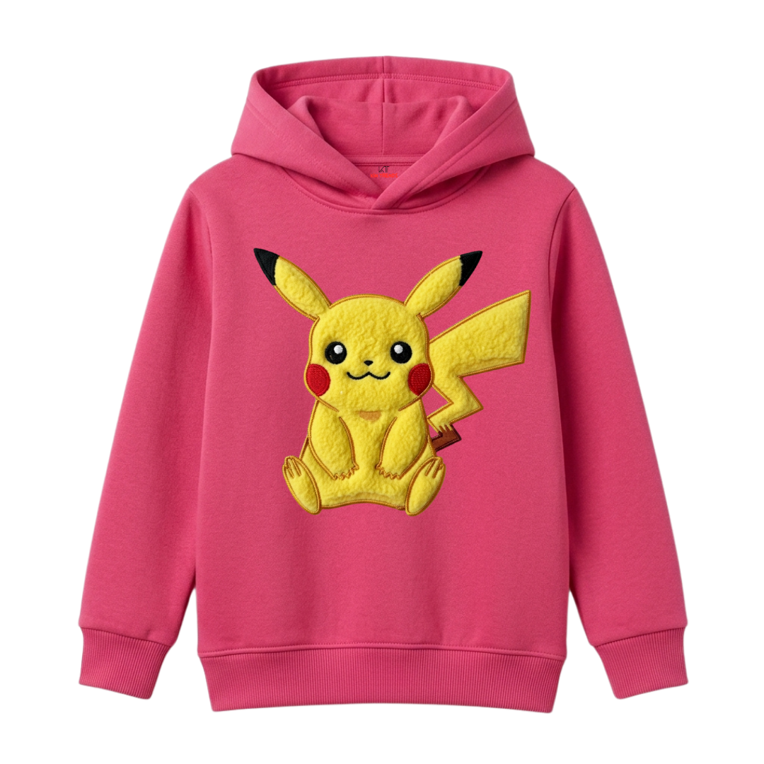Pokemon Pikachu Fluffy Print Kids Winter Fleece Hoodie