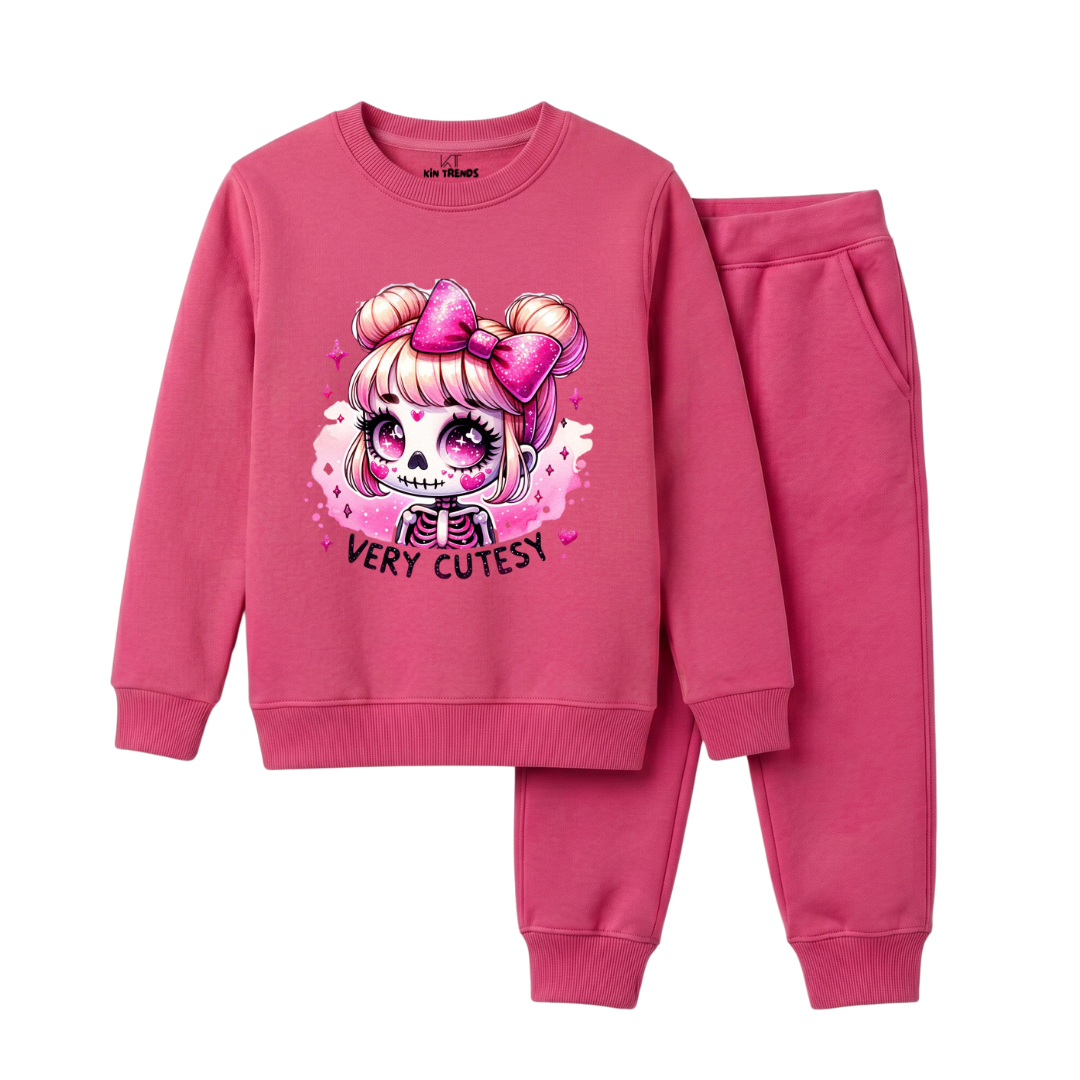 Girls Hot Pink Aesthetic Pastel Goth Graphic Winter Suit