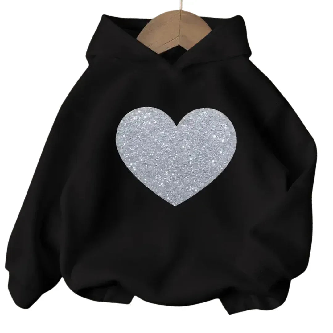 New White Heart Fleece Hoodie - Kin Trends