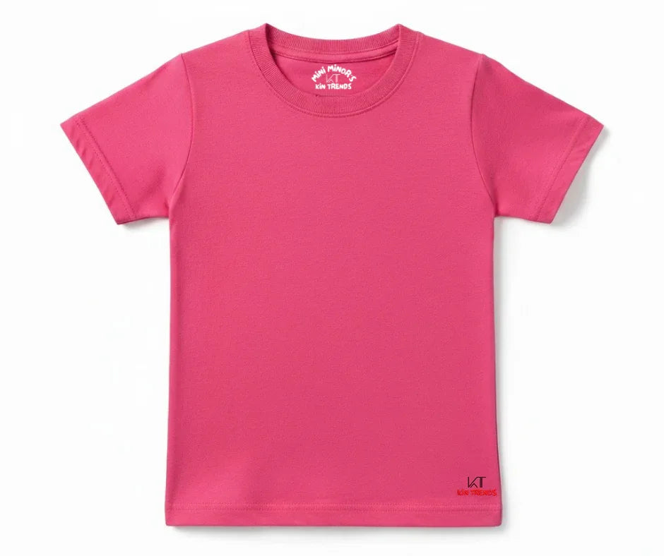 Pink Color Plain T Shirt for kids | Mini Minors Kintrends