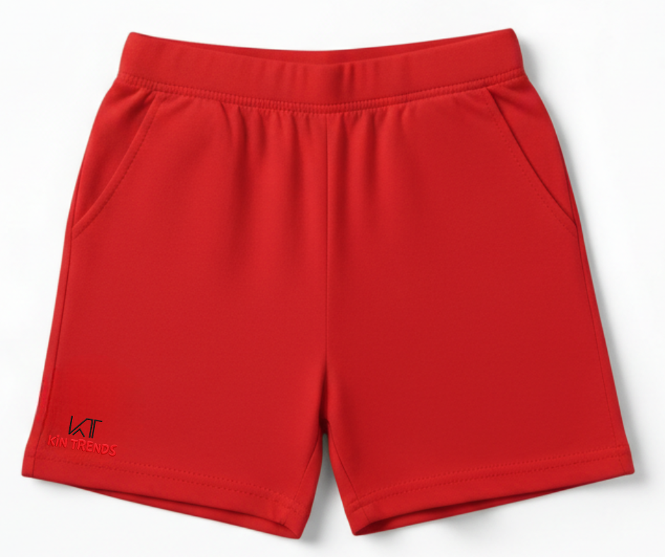 Red color cotton shorts for kids | Mini Minors Kintrends