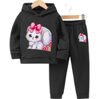 Girls Cat Fleece Hoodie Tracksuit - Kin Trends