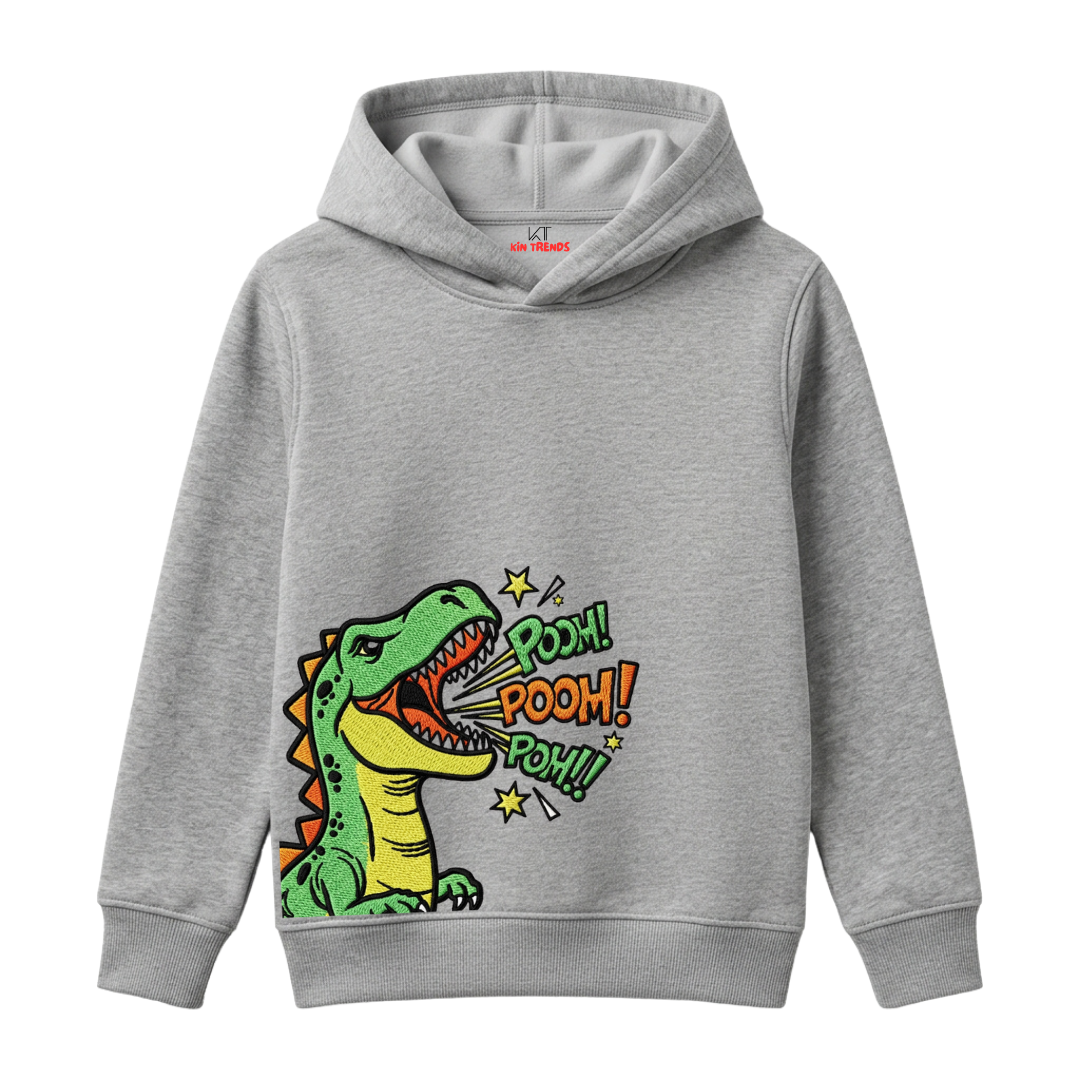 Roaring T-Rex Dinosaur Boom Pop Art Graphic Kids Winter Fleece Hoodie