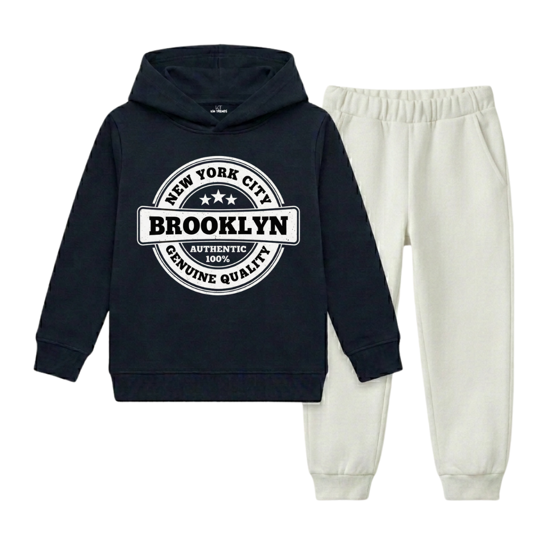 Brooklyn NYC Vintage Kids Winter Fleece Tracksuit - 2 Pcs