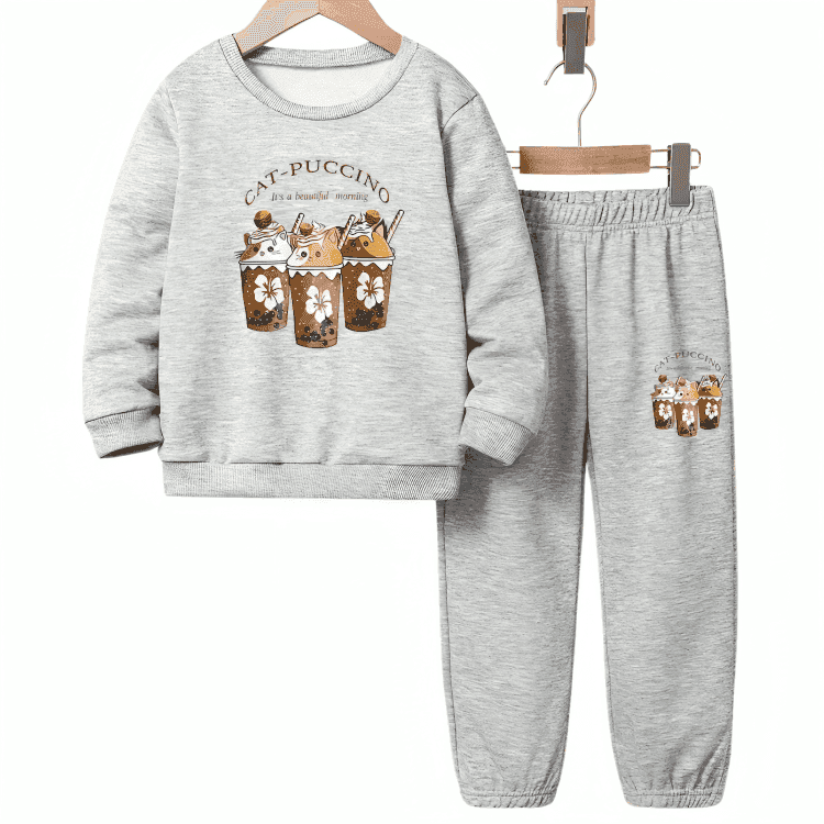 Cat-Puccino Fleece Tracksuit - Kin Trends