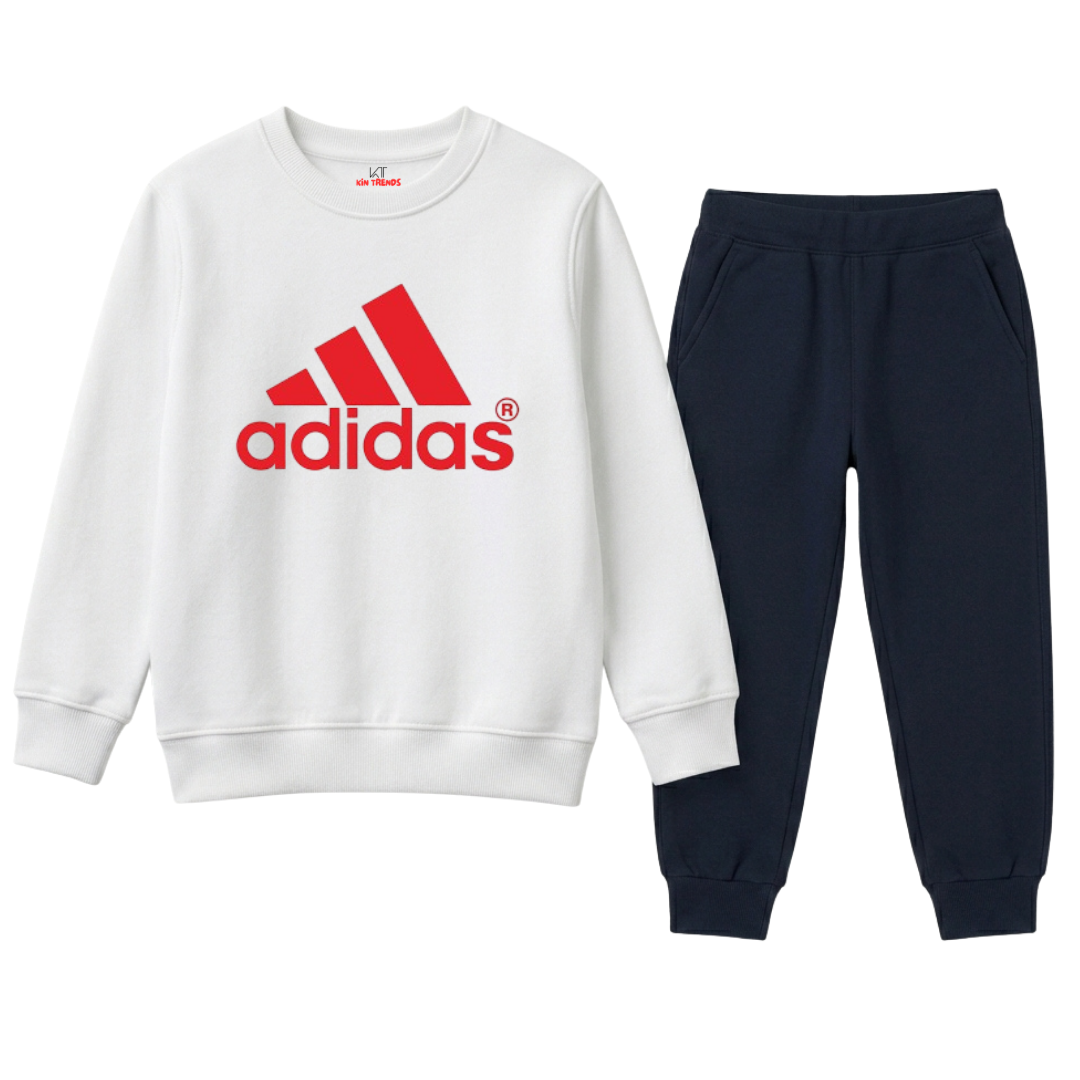 Kids Premium White & Navy Blue Addi Sports Winter Suit