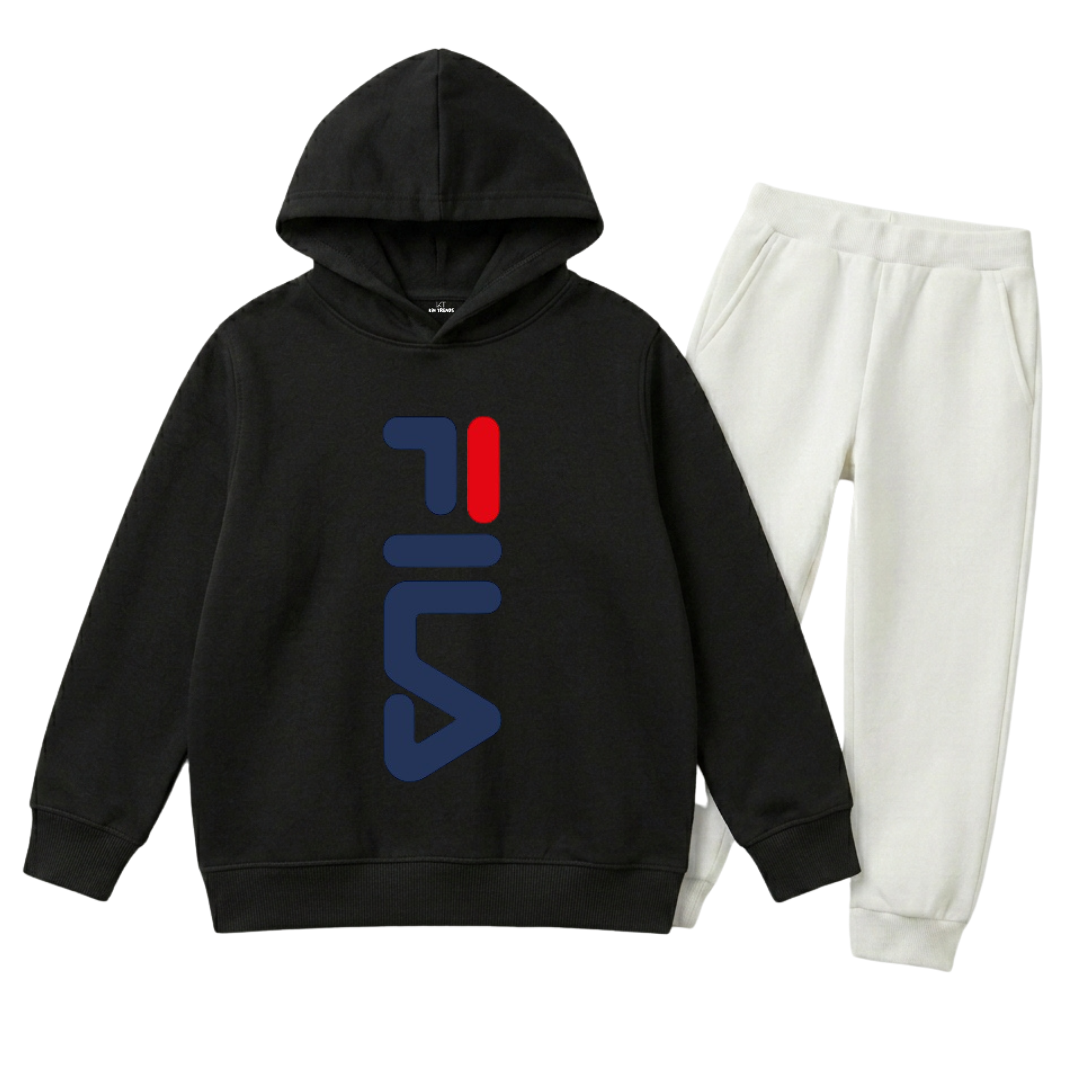 FLA Vertical Printed Kids Winter Fleece Tracksuit - 2 Pcs