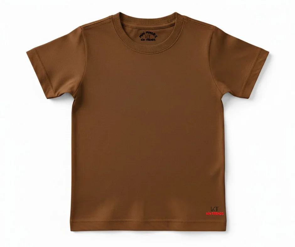 Brown Color Plain T Shirt for kids | Mini Minors Kintrends