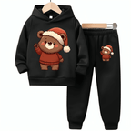 Bear Printed Fleece Hoodie Tracksuit - Kin Trends