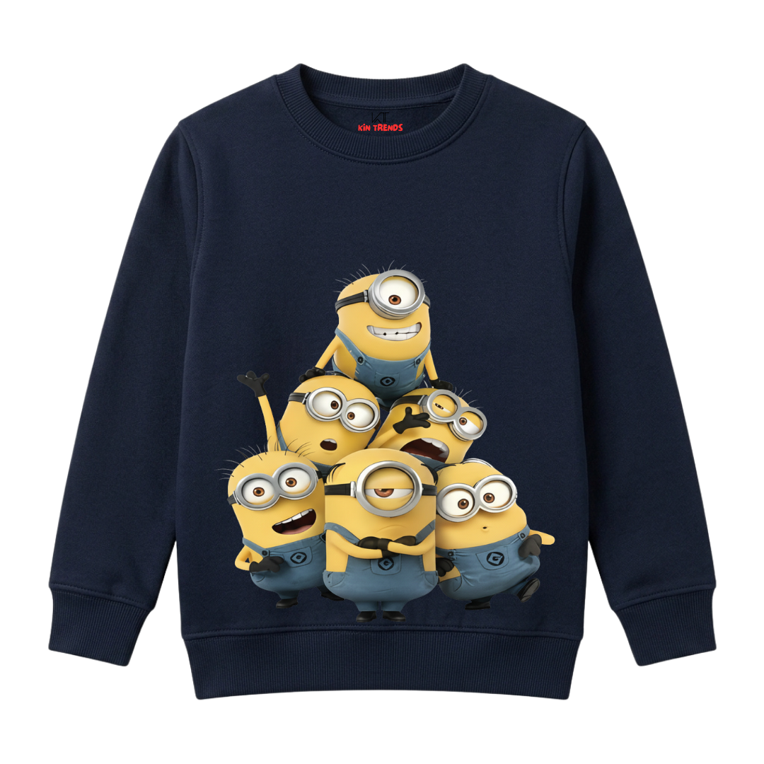 Minions Cartoon Characters Printed Kids Winter Fleece Sweatshirt