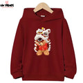 Happy Bear Maroon Hoodie - Kin Trends