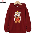 Happy Bear Maroon Hoodie - Kin Trends
