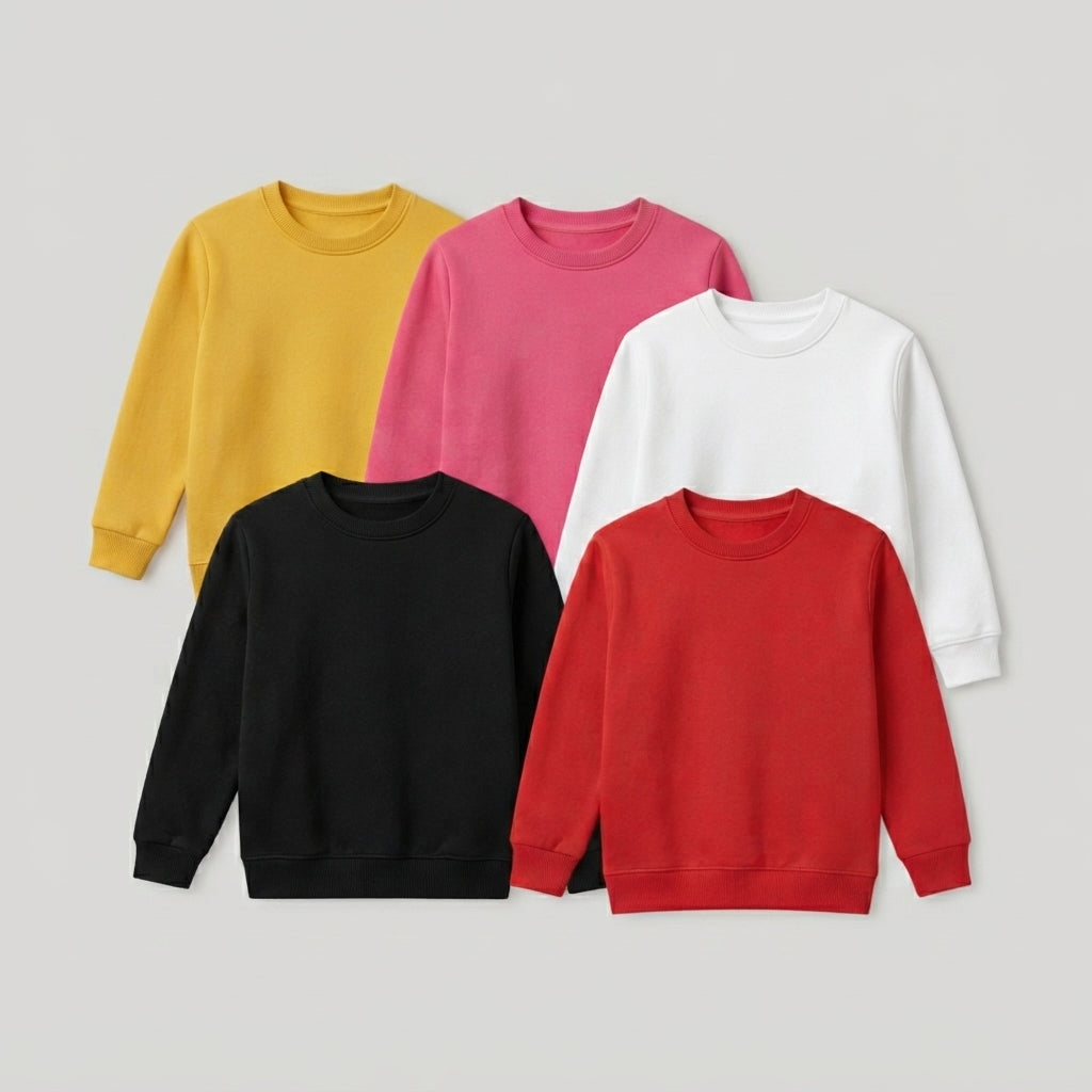 Pack Of 5 Set-1 Kids Winter Fleece Sweatshirts Mega Value Pack - Kin Trends