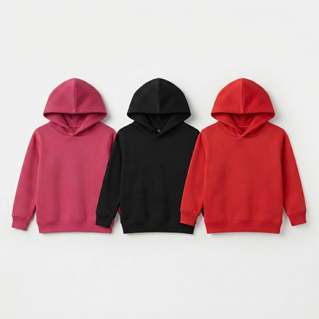 Pack Of 3 Kids Urban Streetwear Winter Fleece Hoodies