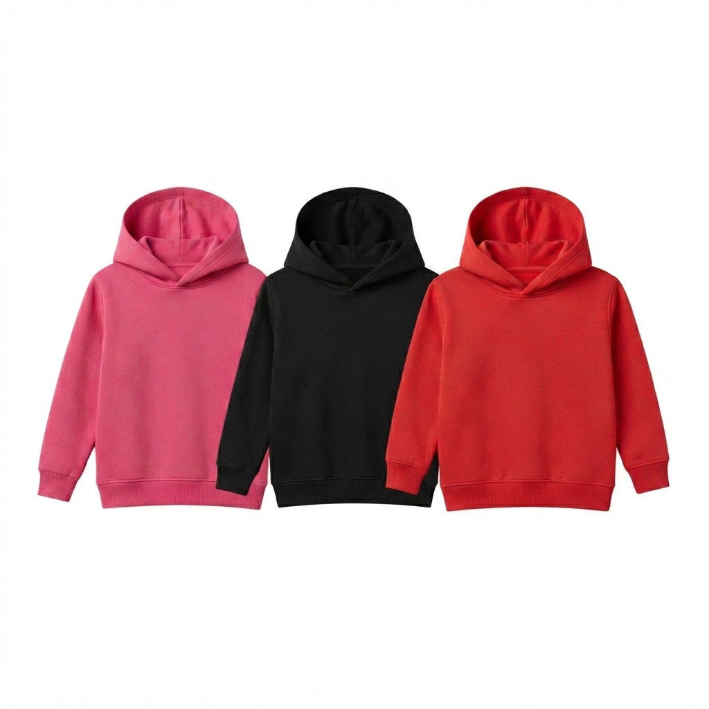 Pack Of 3 Kids Urban Streetwear Winter Fleece Hoodies
