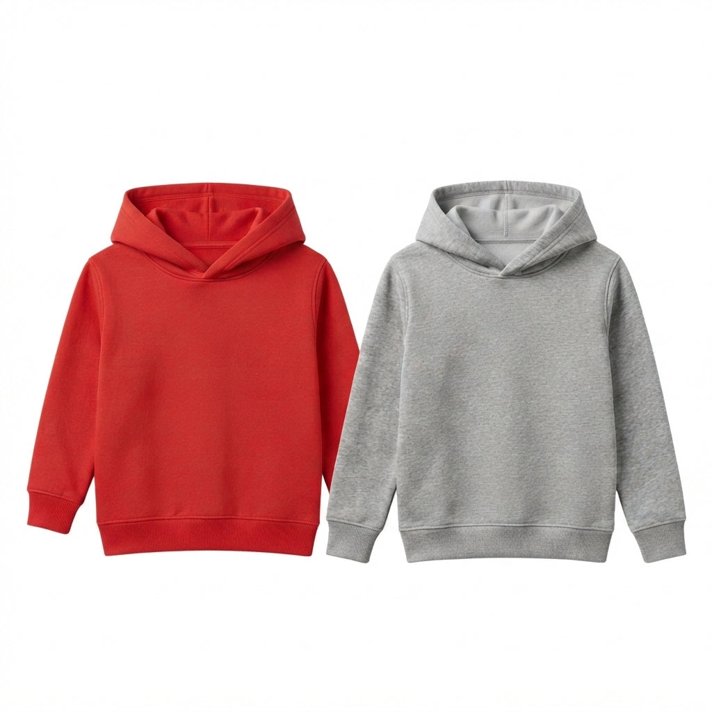 Pack Of 2 Hoodies Red & Grey Kids Ultimate Winter Fleece Pullover Hoodies