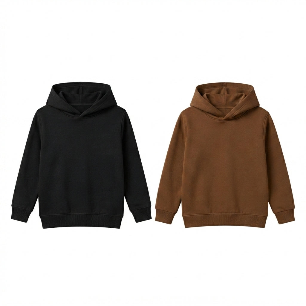 Pack Of 2 Hoodies Black, Brown Kids Ultimate Winter Fleece Pullover Hoodies