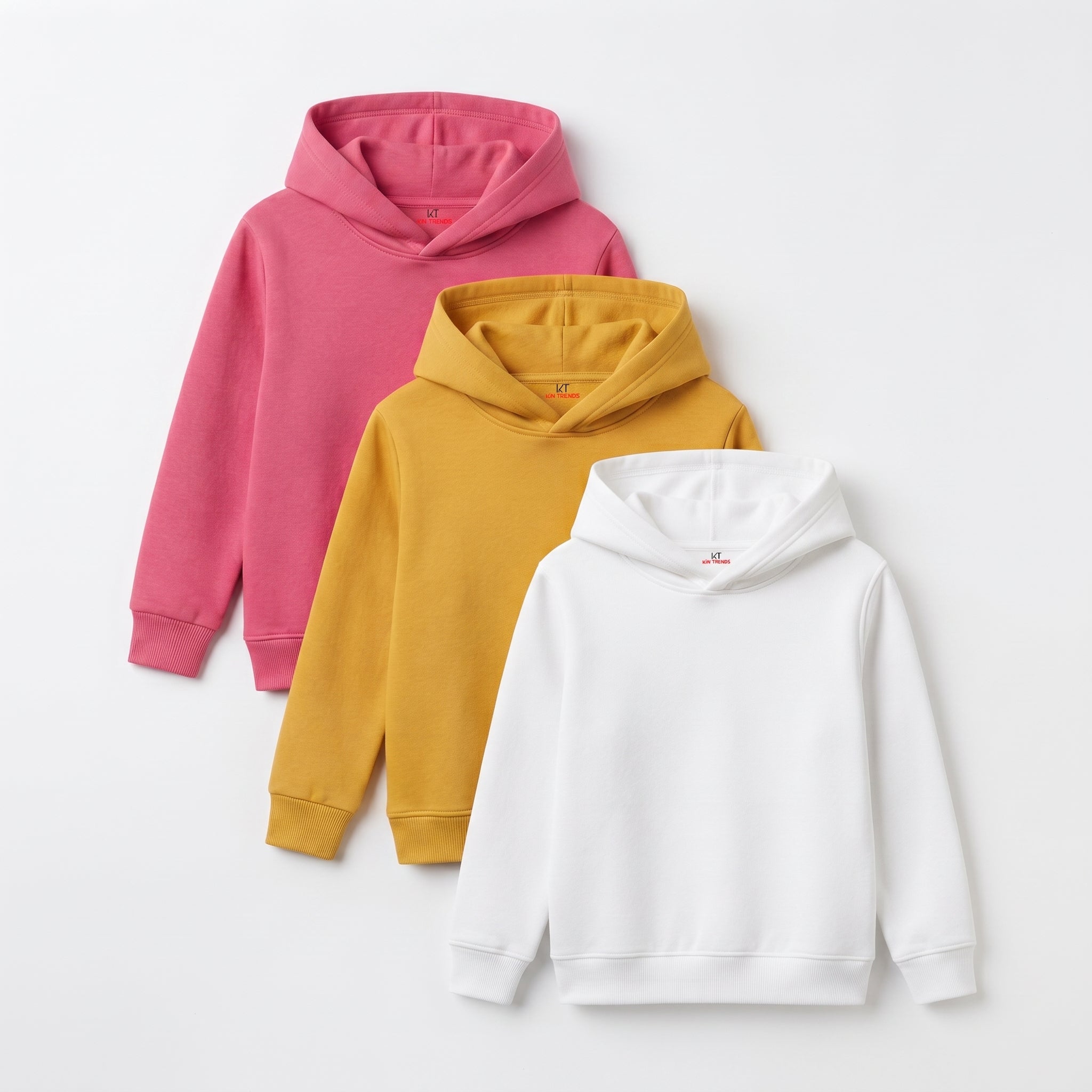 Pack Of 3 Kids Urban Streetwear Plain Winter Fleece Hoodies CC9