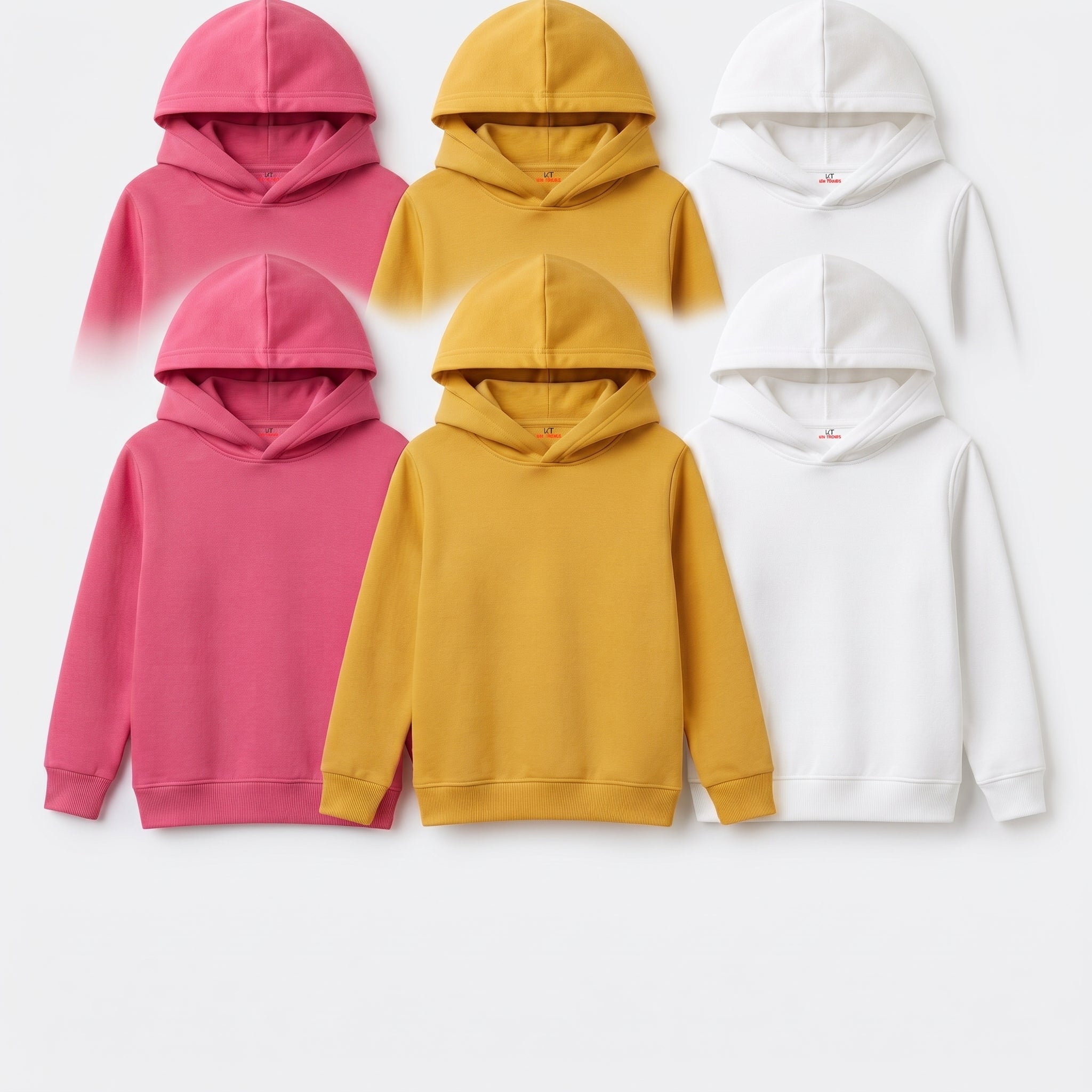 Pack Of 3 Kids Urban Streetwear Plain Winter Fleece Hoodies CC9