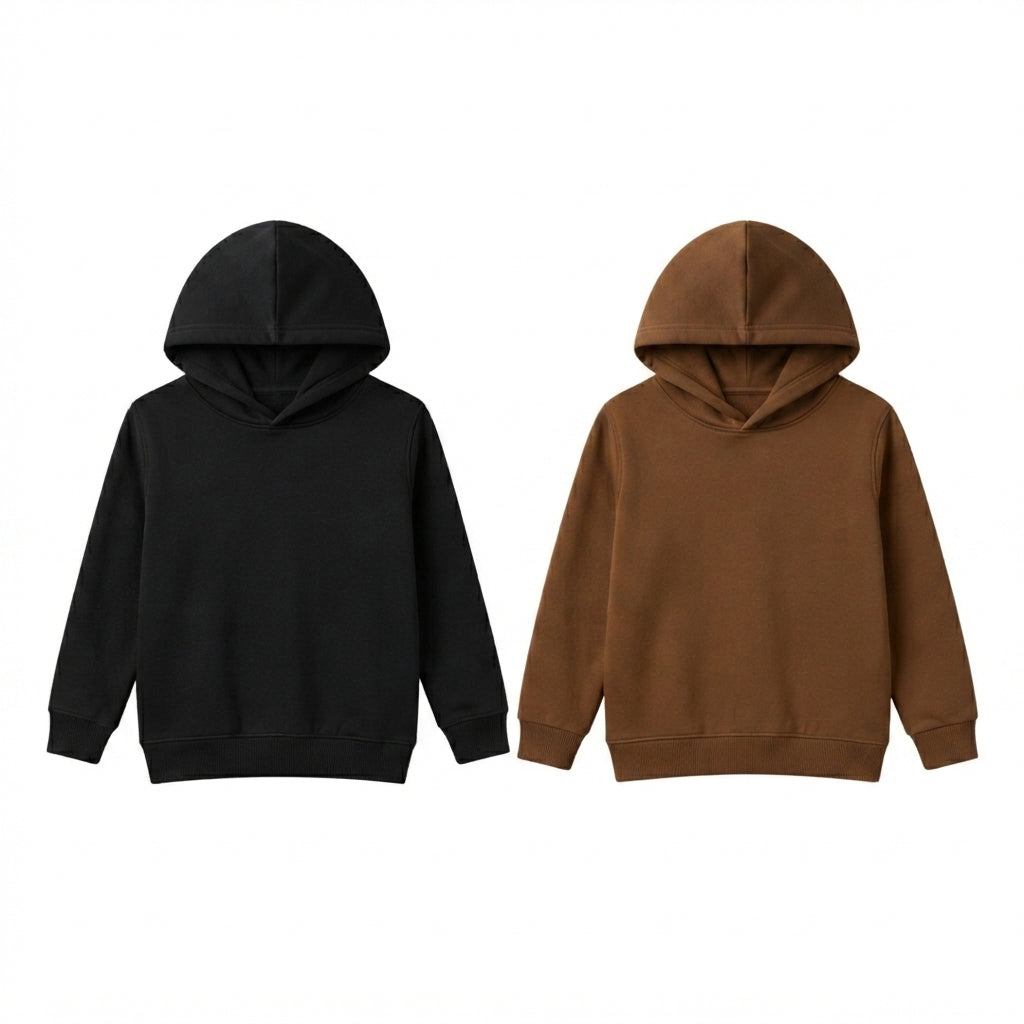 Pack Of 2 Hoodies Black, Brown Kids Ultimate Winter Fleece Pullover Hoodies