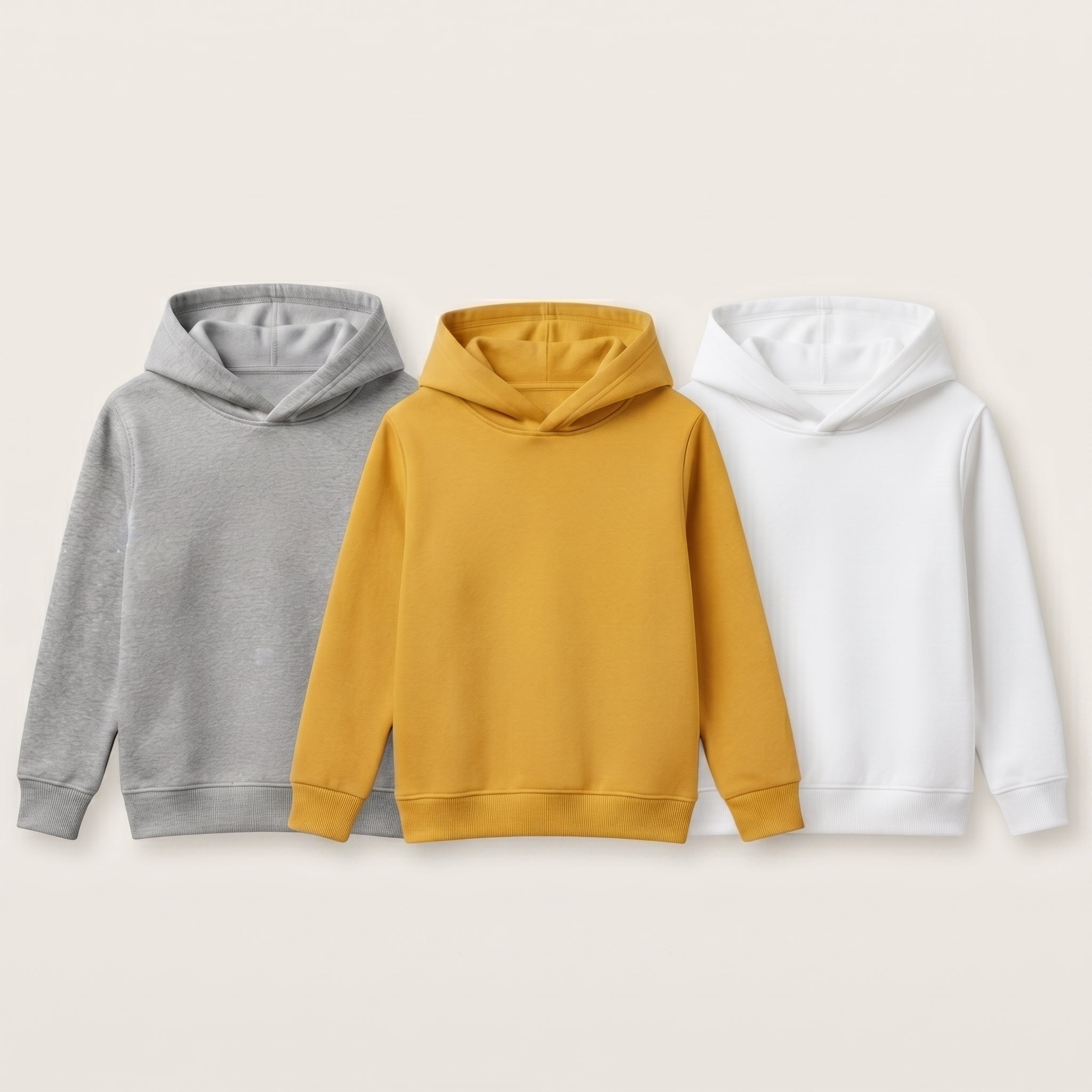 Pack Of 3 Kids Urban Streetwear Plain Winter Fleece Hoodies CC6