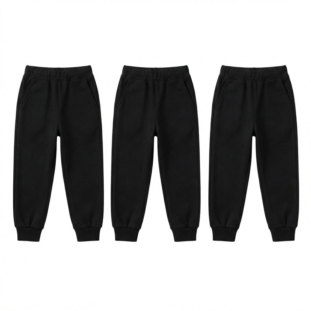 Pack Of 3 Black Kids Everyday Winter Fleece Joggers Bundle - Kin Trends