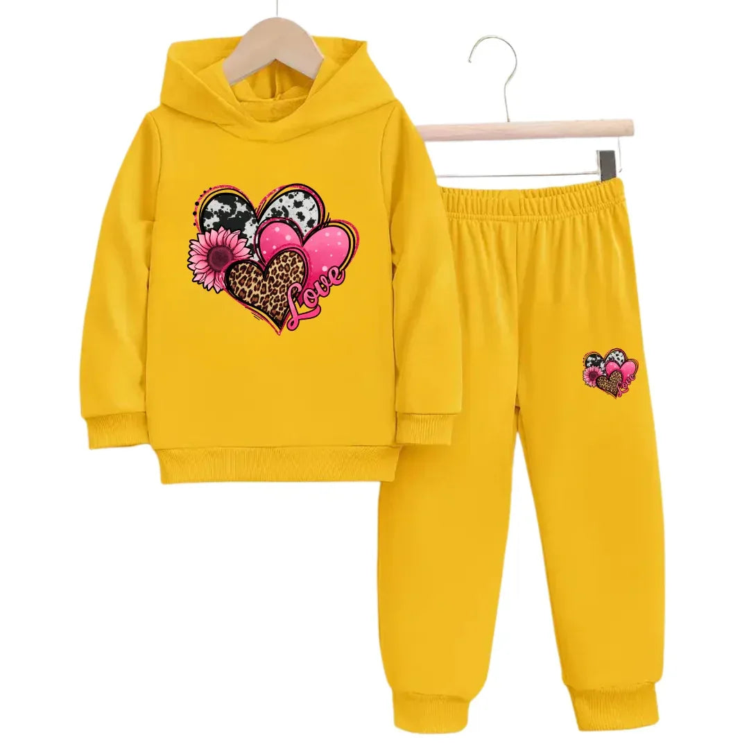 Hearts Fleece Hoodie Tracksuit - Kin Trends
