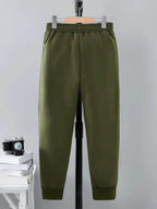 Olive Green Fleece Trouser Winter trousers for boys and girls - Kin Trends